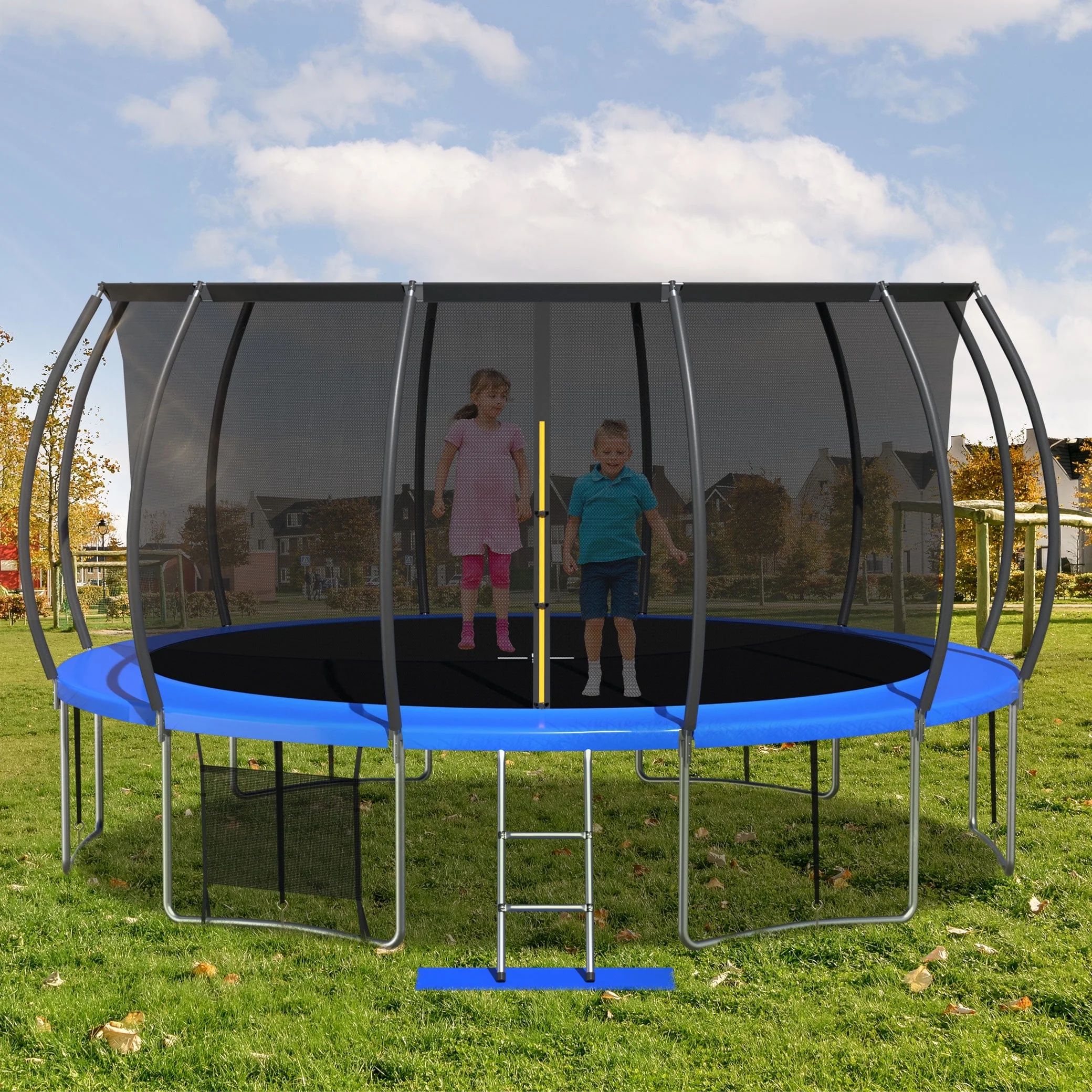 Richryce 16 FT Trampoline for Kids Adults with Safety Enclosure Net and Ladder,Outdoor Fitness Trampoline for Family, Easy Assembly