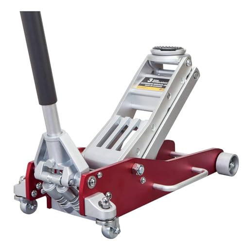 BIG RED T815016L Torin Hydraulic Low Profile Aluminum and Steel Racing Floor Jack with Dual Piston Quick Lift Pump, 1.5 Ton (3,000 lb) Capacity, Blue
