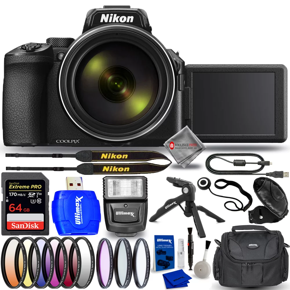 Nikon COOLPIX P950 Digital Camera - Pro Bundle with Sandisk Extreme Pro 64GB SD, Filter Kit, Slave Flash, Tripods and More