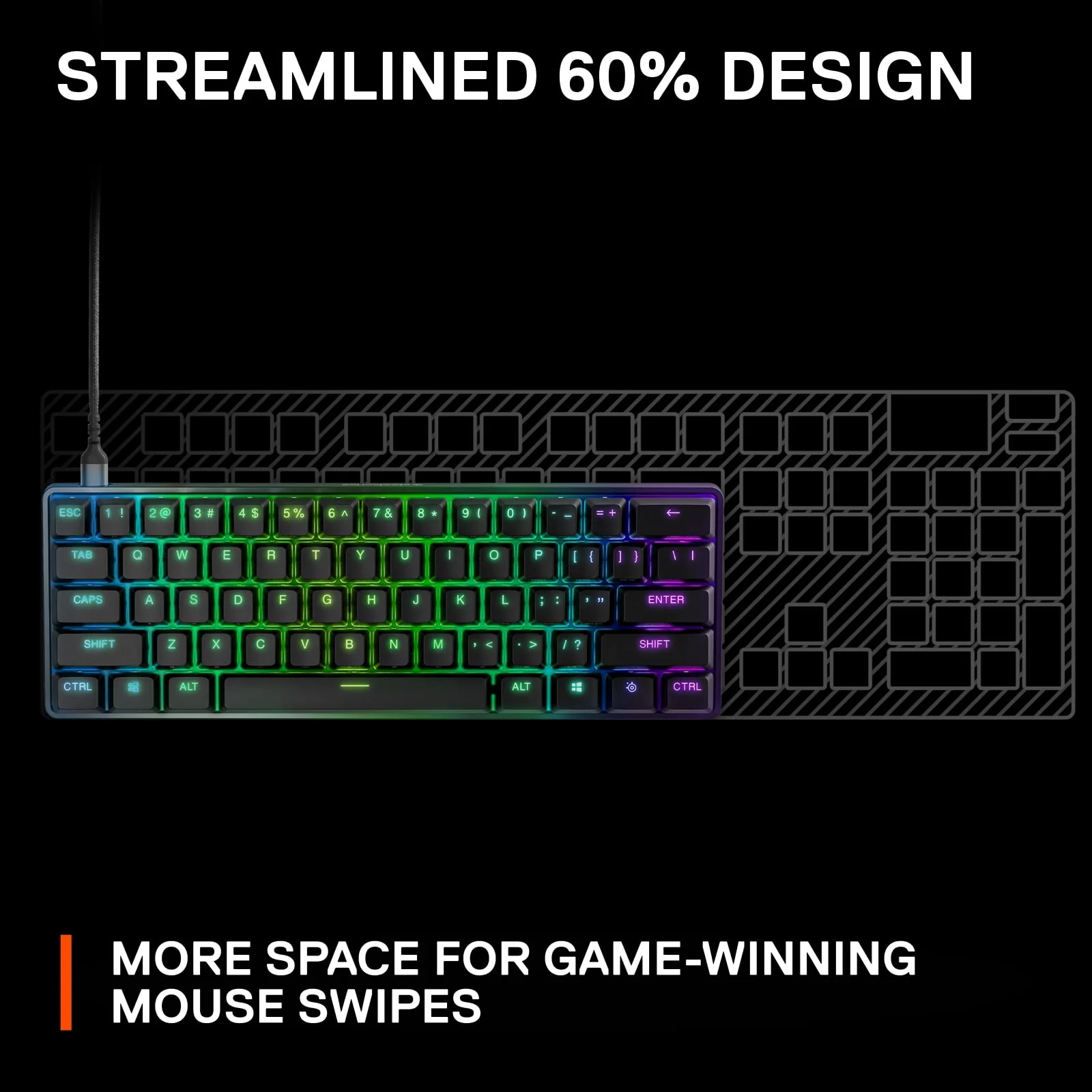 SteelSeries - Apex 9 Mini 60% Wired OptiPoint Adjustable Actuation Switch Gaming Keyboard with RGB Lighting - Black