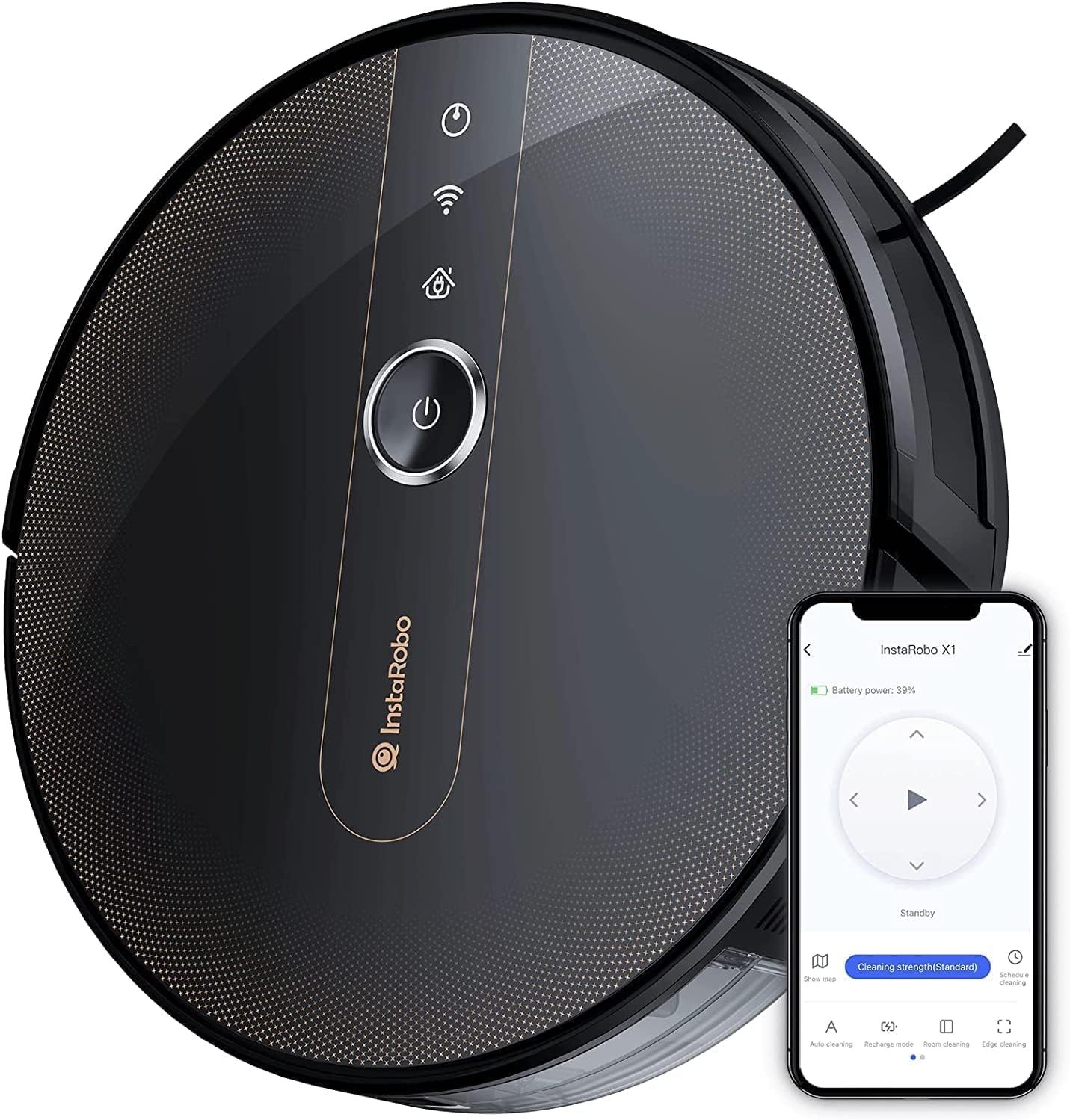 Robot Vacuum and Mop, Robot Vacuum for Pet Hair, Hard Floor and Carpet, Works with Alexa, InstaRobo X1 Robot Vcuum Cleaner, Voice/App Control, 2000Pa