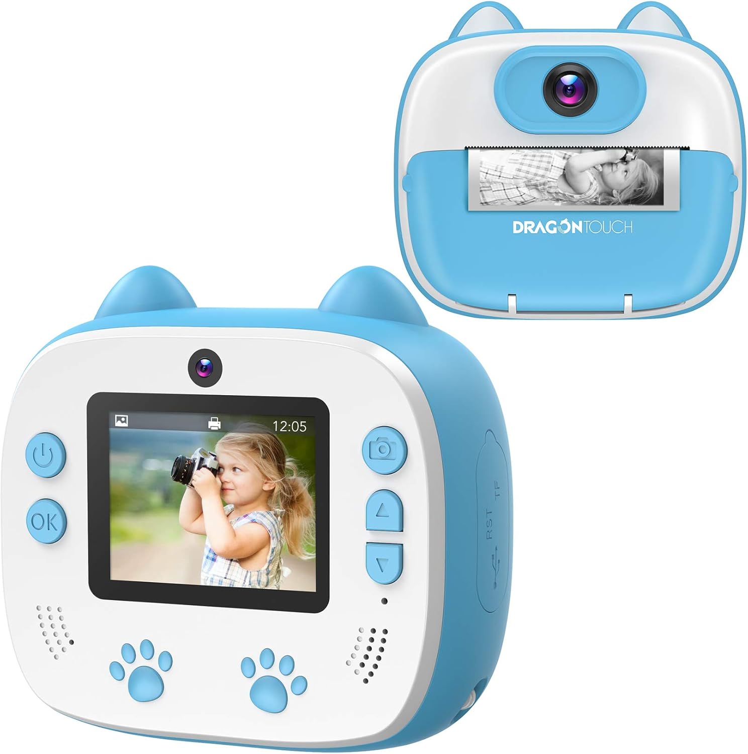 Dragon Touch Instant Print Kids Camera, InstantFun2 Digital Camera with Dual Camera Lens, Print Paper, Cartoon Sticker