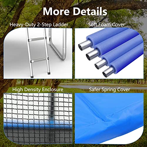 AOTOB 8FT 10FT 12FT 14 FT 15FT Trampoline with Safety Enclosure Net，Outdoor Trampoline with Basketball Hoop