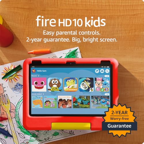 Amazon Fire HD 10 Kids tablet (newest model) ages 3-7 | Bright 10.1" HD screen with included ad-free and exclusive content, robust parental controls
