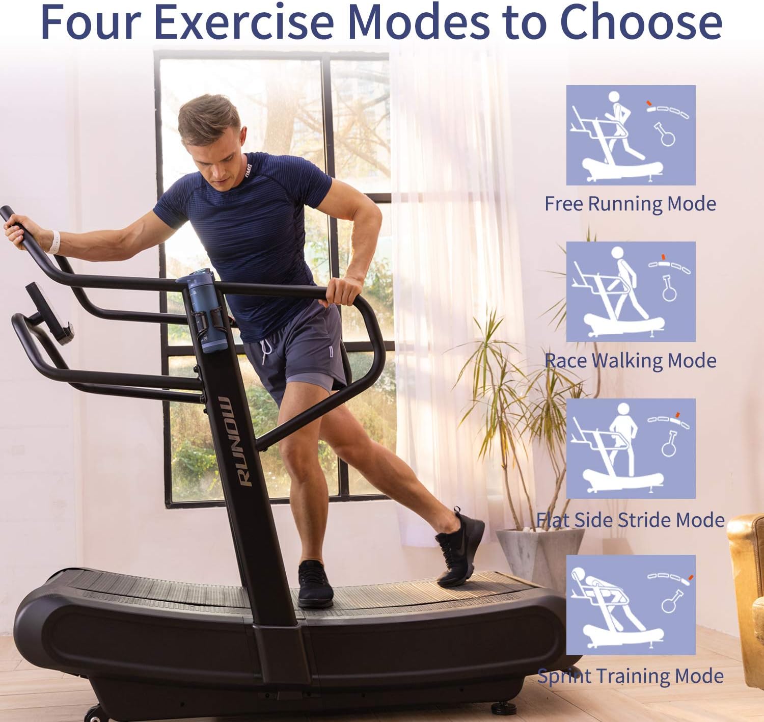 RUNOW Curved Treadmill, Non-electric Motorized Treadmill for Commercial & Home Running Machine with Customization & Resistance Adjustment