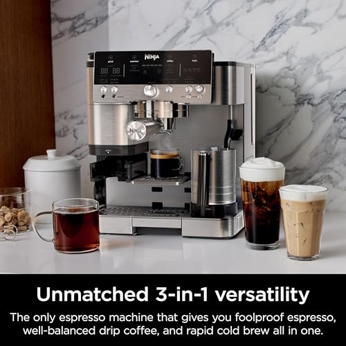 Ninja | Espresso Machine and Drip Coffee Maker| Luxe Café Premier Series | Integrated Coffee Grinder, Milk Frother