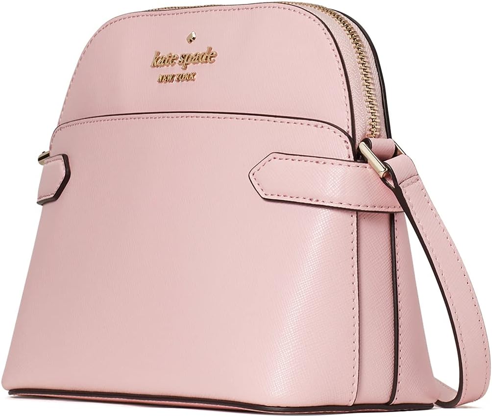 Kate Spade Staci Dome Saffiano Leather Crossbody Bag Purse Handbag, LIGHT CREPE