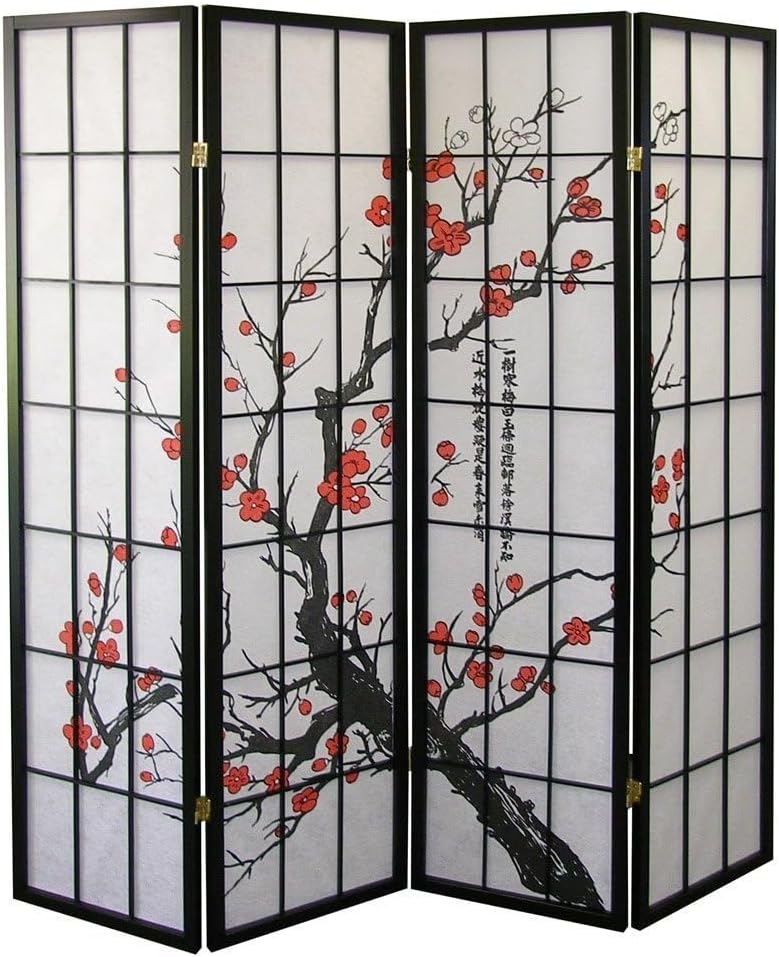 Japanese Style 4-Panel Screen Room Divider
