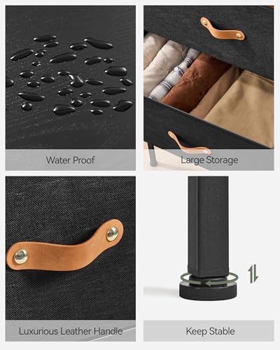 TV Stand Dresser for Bedroom with Charging Station & RGB LED Lights, 47.2" W Black Dresser with 7 Drawers for 55" TV, Chest Dresser for Bedroom