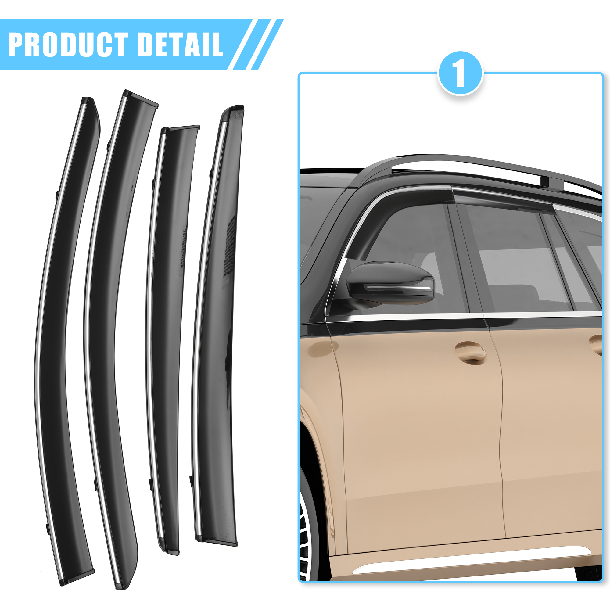 Unique Bargains 1 Set Window Vent Visor Deflectors Rain Guards Fit for Honda HR-V 2016-2022 Black