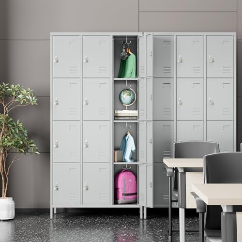 6 Door Metal Storage Locker 18 Hooks,Metal Locker for Employees with Lock for School Garage Office Gym Bedroom,Assembly Required