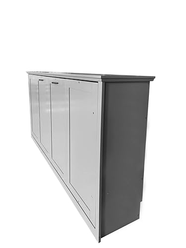 DNYN Queen Size Murphy Bed with Storage Drawer(Large) & Charging Station for Bedroom,Convertible Pinewood Wall Bedframe w/Stylish Cabinet Design