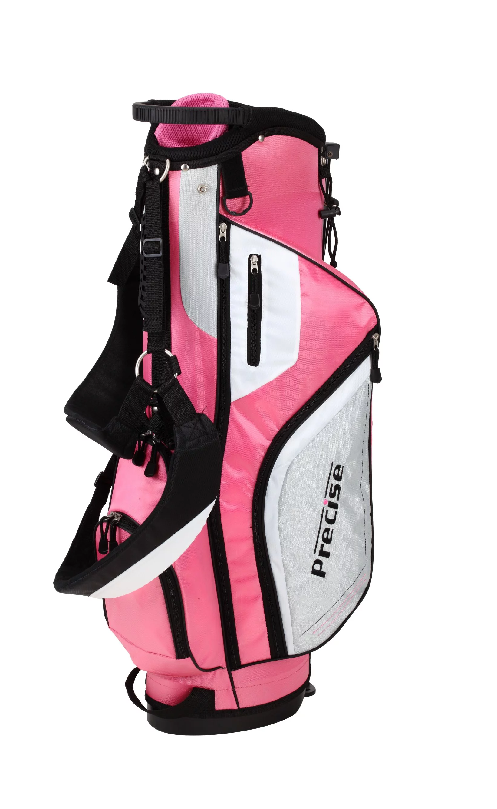 top line ladies pink right handed m5 golf club set, includes: driver, wood, hybrid, no. 5,6,7,8,9, pw stainless steel irons, putter