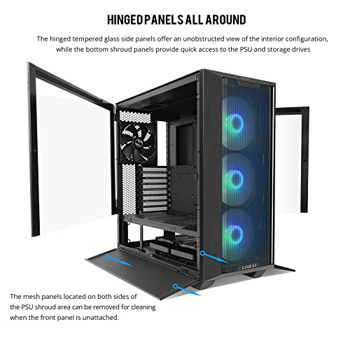 LIAN LI LANCOOL III E-ATX PC Case, Spacious RGB Gaming Computer Case with Hinged Tempered Glass Doors, Fine Mesh Panels