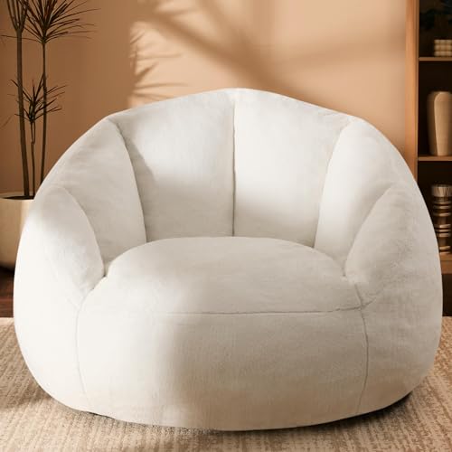 Giant Bean Bag Chair for Adults - Comfy Plush Round Shell Soft Accent Chair, Oversized Cozy Lounge Floor Sofa Reading Chair