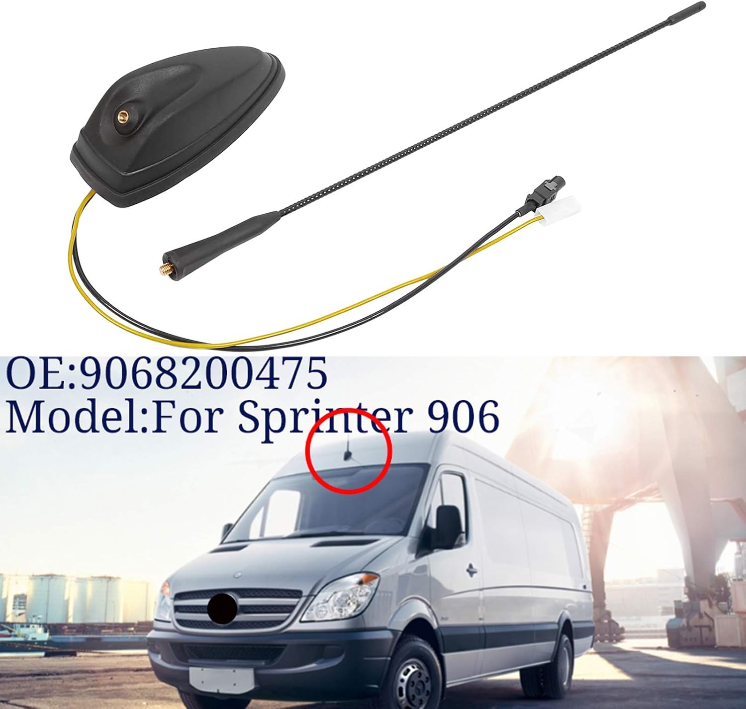 WXQP Car Roof Mounted Radio Antenna Aerial Mast Replacement for Dodge Freightliner Mercedes Benz Sprinter W906 VW Crafter 2006-2021 OE 9068200475
