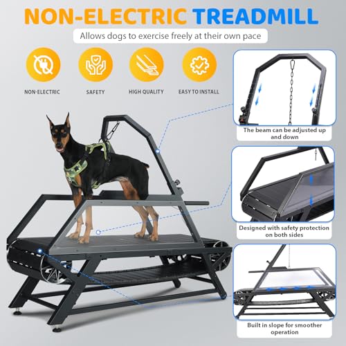Dog Treadmill for Large Dogs, Medium Dogs with Brake, Dog Slatmill,Non-Electric Treadmill for with Step Counter, Adjustable Incline & Brake