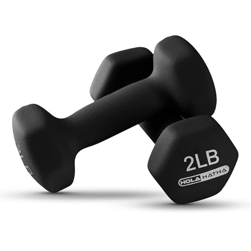 HolaHatha Neoprene Dumbbell Free Hand Weight Set with Rack, Ideal for Home Exercises to Gain Tone and Definition