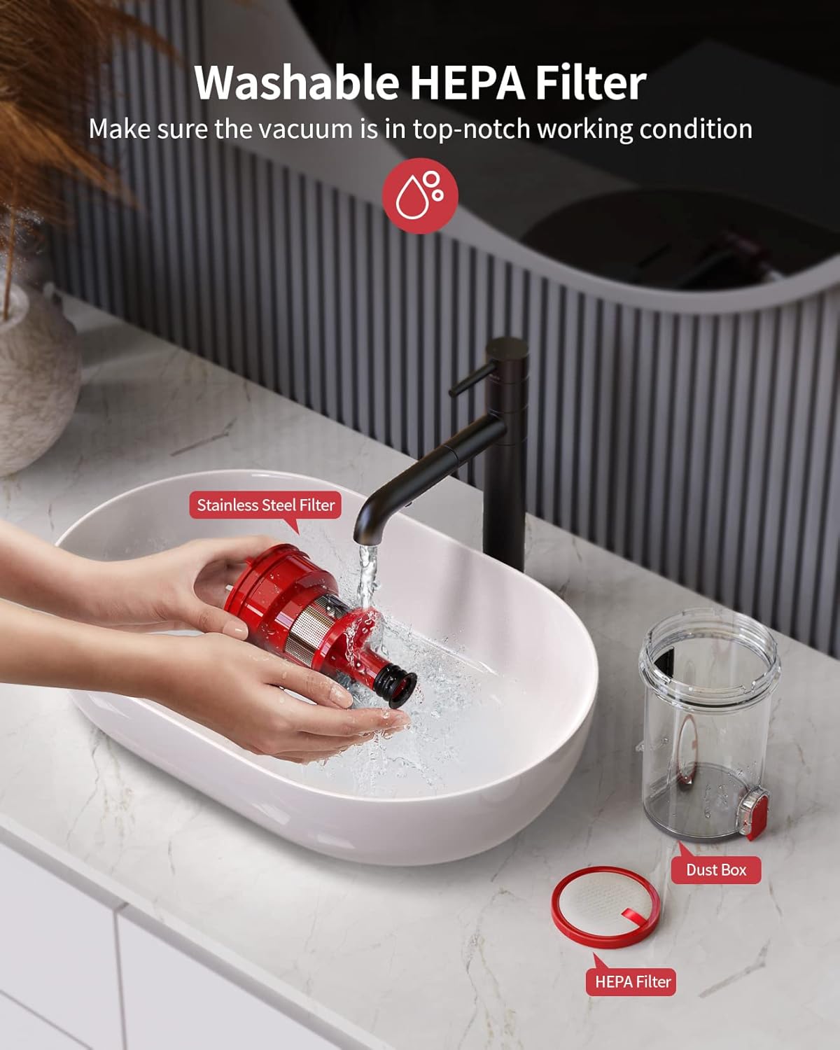 BuTure Cordless Vacuum Cleaner, Powerful Stick Vacuum with 380W 30KPa