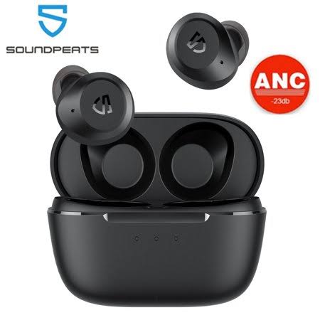 Soundpeats T2 True Wireless Bluetooth Earbuds Hybrid Stereo Sound Active Noise Cancelling Charging Case Black