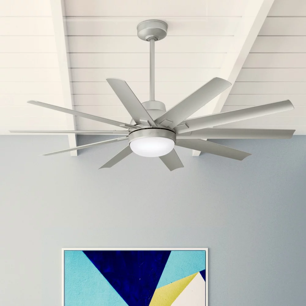 Hunter Overton 60 Led Overton 60" 10 Blade Indoor / Outdoor Led Ceiling Fan - Nickel