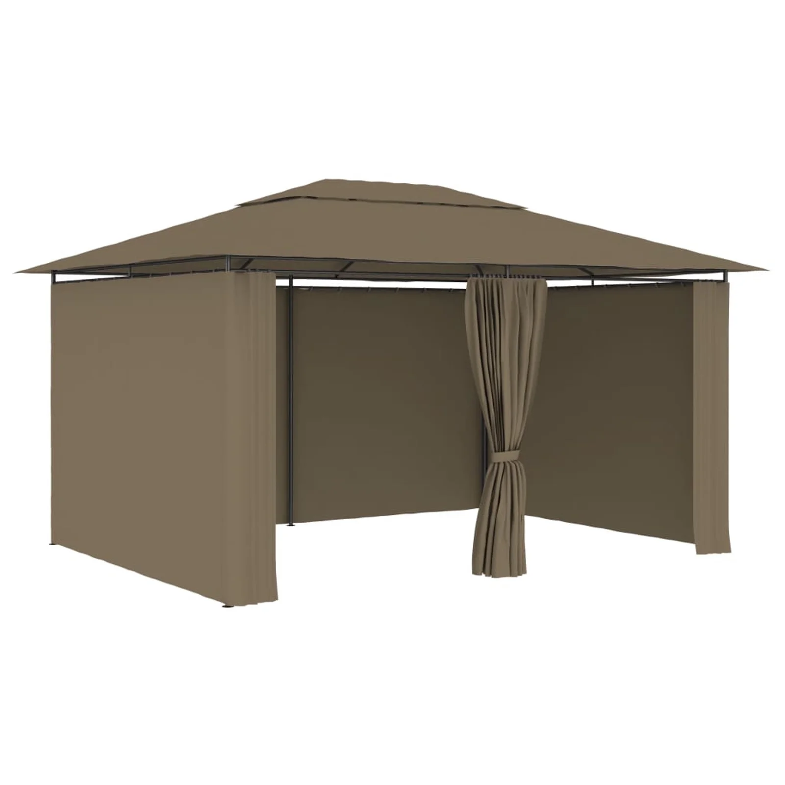 Carevas Garden Marquee with Curtains 13.1'x9.8' Taupe 0.6 ozft²