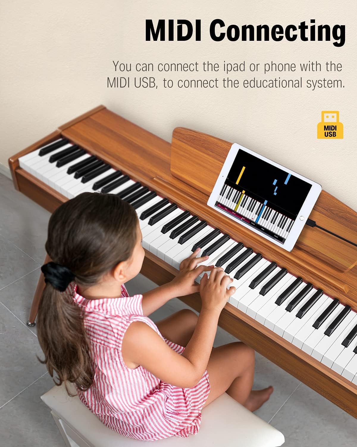 Donner DDP-80 88 Key Weighted Keyboard Piano, Beginner Digital Piano Full Size Electric Keyboard with Stand, Power Adapter