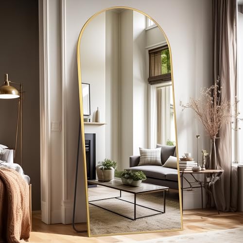 Full Length Mirror, 76"x34" Arched Floor Mirror Freestanding, Floor Standing Full Body Mirror with Stand for Bedroom