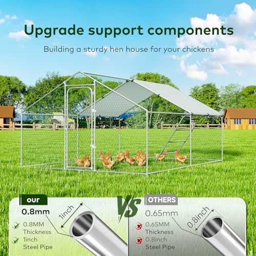 Large Metal Chicken Coop with Waterproof and UV-Resistant Cover