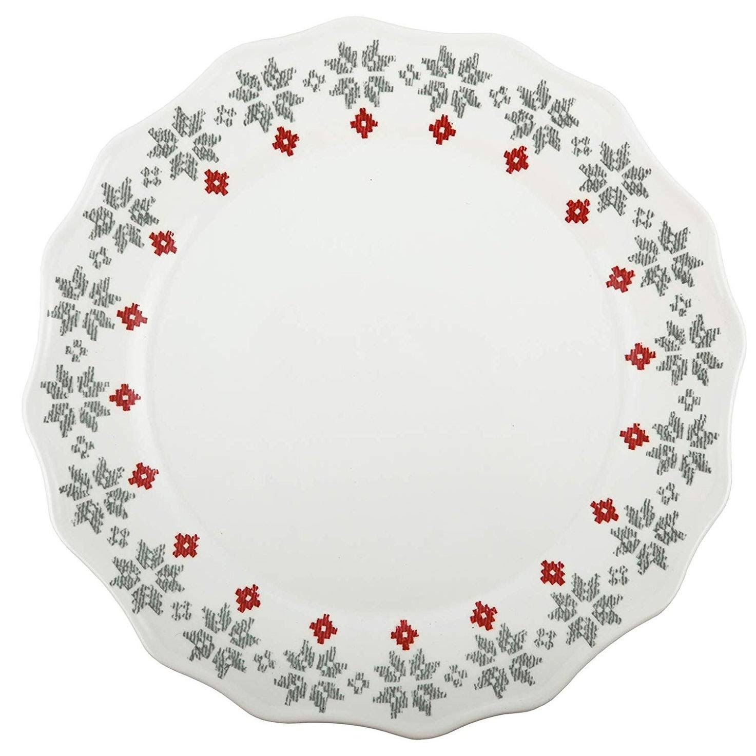 Melange 608410095366 36 -Piece 100% Melamine Salad Plates Christmas Collection-Grey Holly Shatter-Proof and Chip-Resistant|, 10.