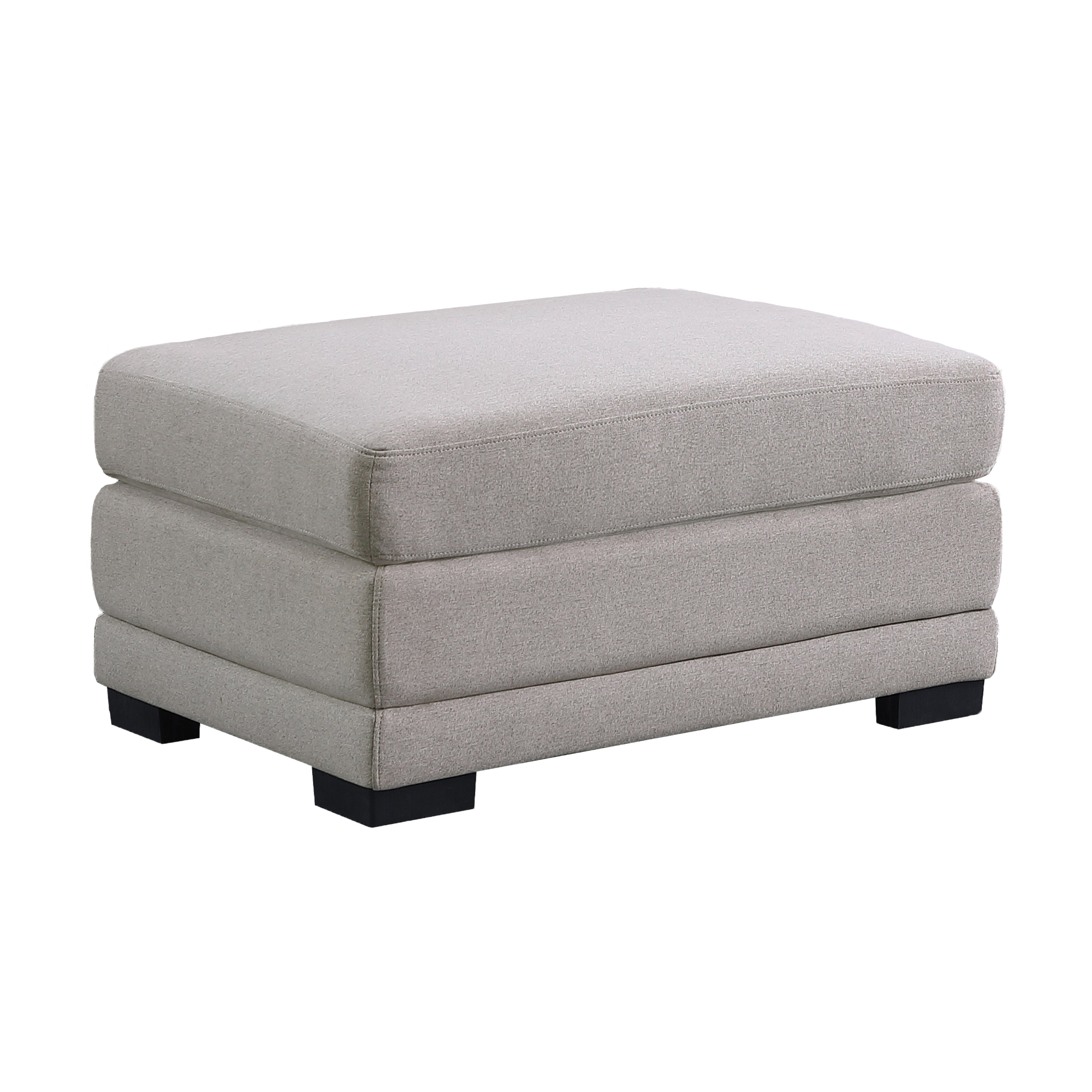 Kristin 3 Seat Linen Fabric Reversible Sectional Sofa with Ottoman - Light Gray