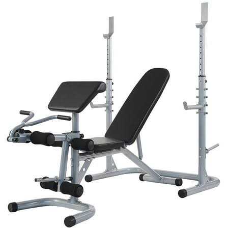 Fitvids LX600 Adjustable Olympic Workout Bench with Squat Rack, Leg Extension, Preacher Curl, and Weight Storage - Sports Supplies Online Store