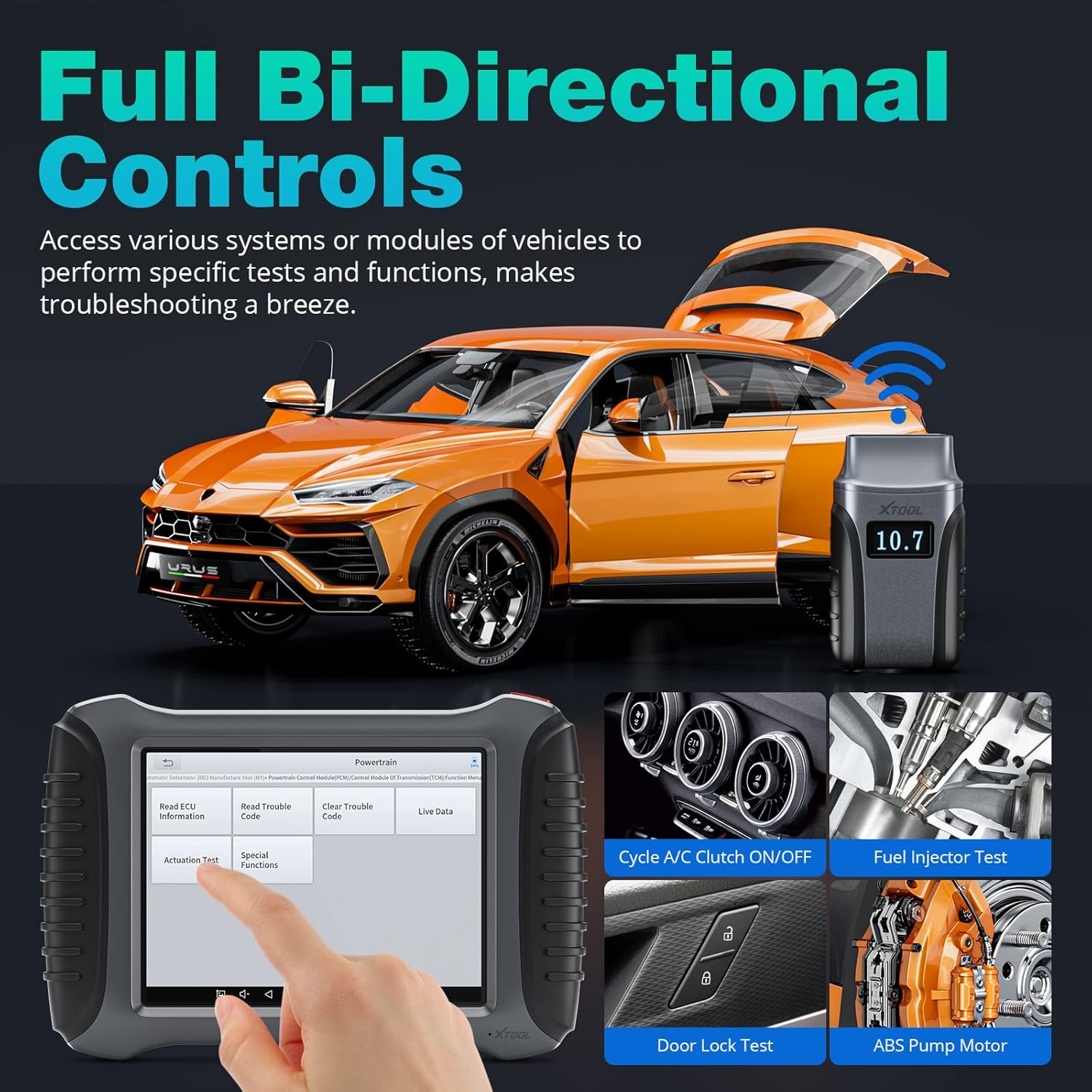 XTOOL A80 Wireless Diagnostic Tool ( with Non-OBDII Adapter Kit), Bi-Directional Scan Tool with Advanced ECU Coding, Key Programming