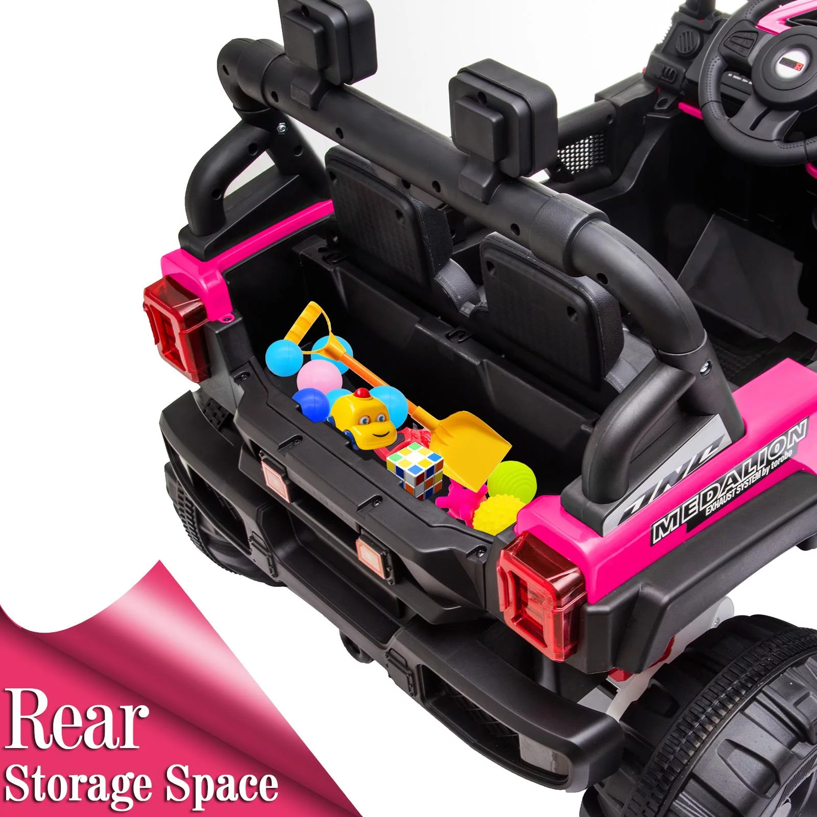 Ktaxon Ride on Truck, Dual Drive Electric 12V Battery Powered Kids Toddler Motorized Off-Road Vehicles Toy Car, Rose Red
