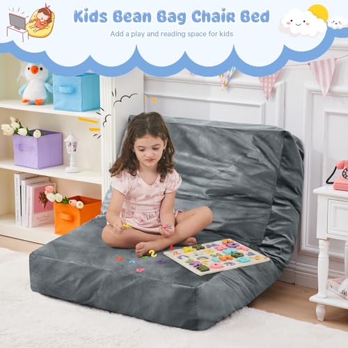 Bean Bag Chairs for Adults - Giant Bean Bag Chair Convertible Bean Bag Bed - Beanbag Chair with Micro Fiber Cover/Furniture Foam Filler
