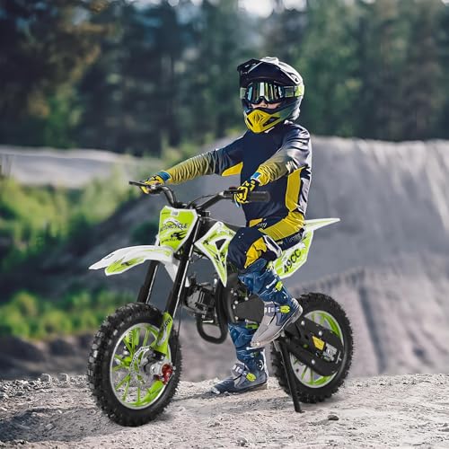 Mini Dirt Bike, 50 CC Gas Powered Mini Bike 2 Stroke, Off Road Motorcycle for Kids and Adult, Kids Dirt Bike with Front & Rear Disc Brakes