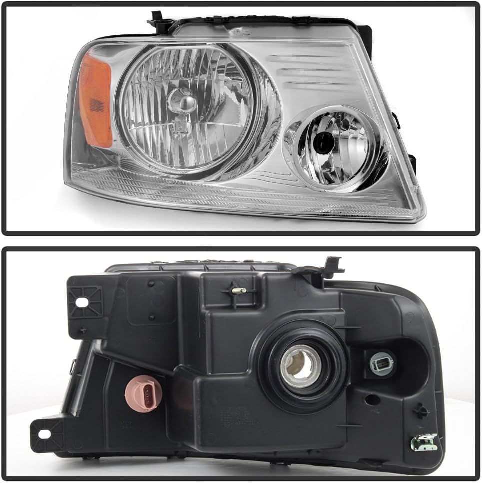 ACANII - For 2004 2005 2006 2007 2008 Ford F150 Pickup Truck Chrome Headlights Headlamps Pair Set Driver+Passenger Side