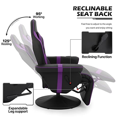 MoNiBloom Video Gaming Chair Racing Style Single Living Room Sofa Recliner with Detachable Headrest
