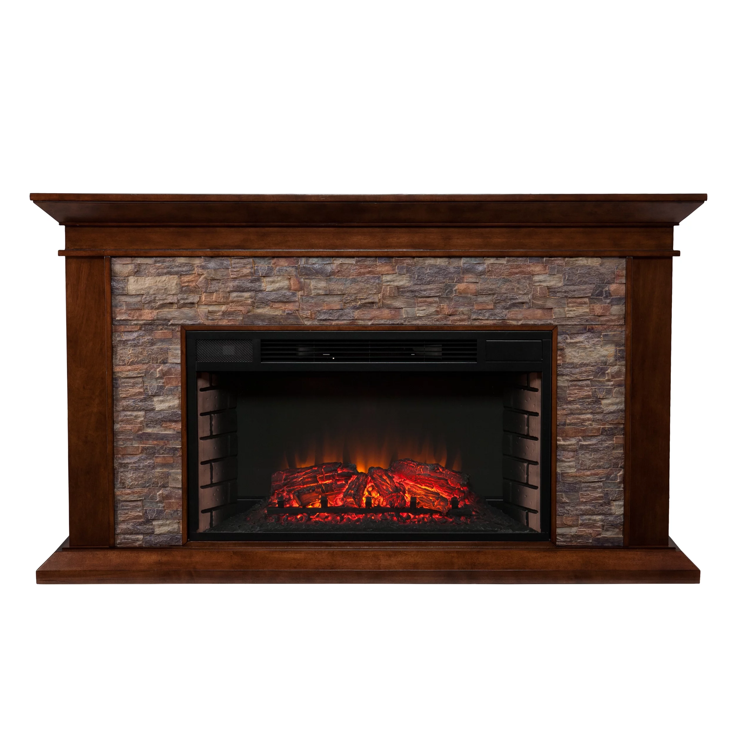 SEI Furniture Canyon Heights Simulated Stone Electric Fireplace 60 x 35.5 Freestanding Indoor Electric Fireplaces