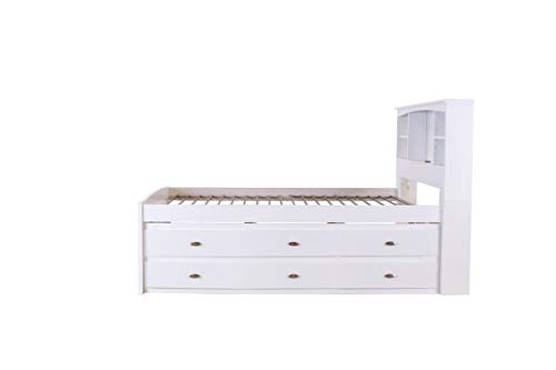 Discovery World Furniture White Full Bookcase Bed with 6 Drawers