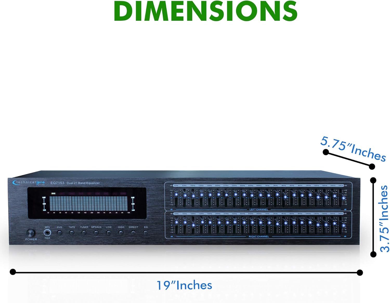 Technical Pro Dual 21 Band Professional Stereo Equalizer with Individual LED Indicators
