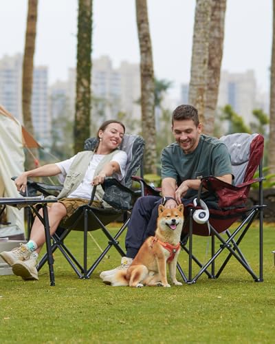 KingCamp Oversized Camping Folding Chair, Heavy Duty 450 LBS with Lumbar Support, Padded Outdoor Chair with Cup Holder