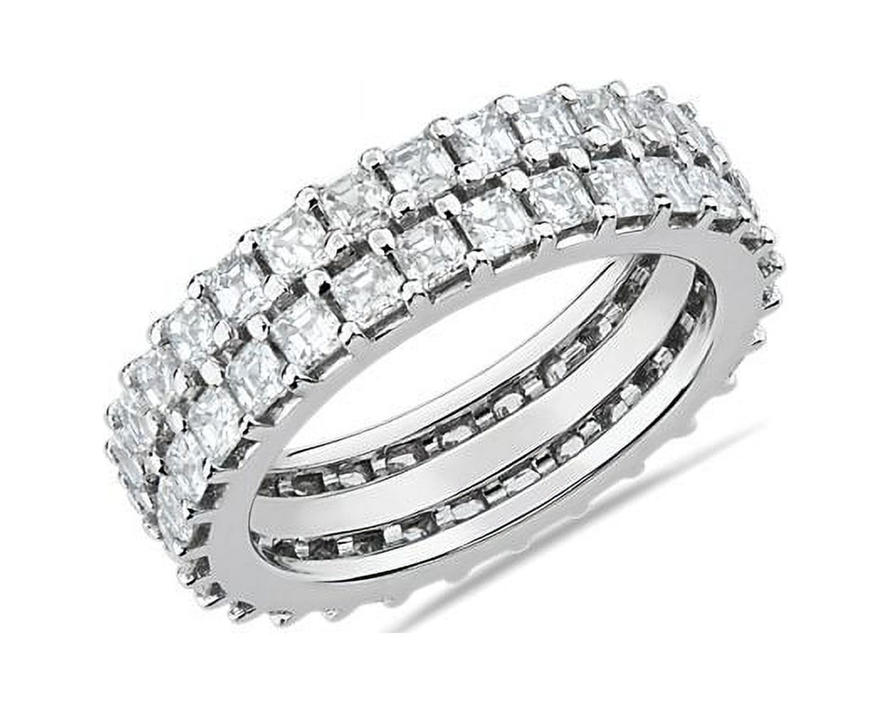 2.00 Ct Excellent Asscher Cut Genuine Diamond Sparkle Engagement Eternity Band for Ladies Solid 14K White Gold Size 7