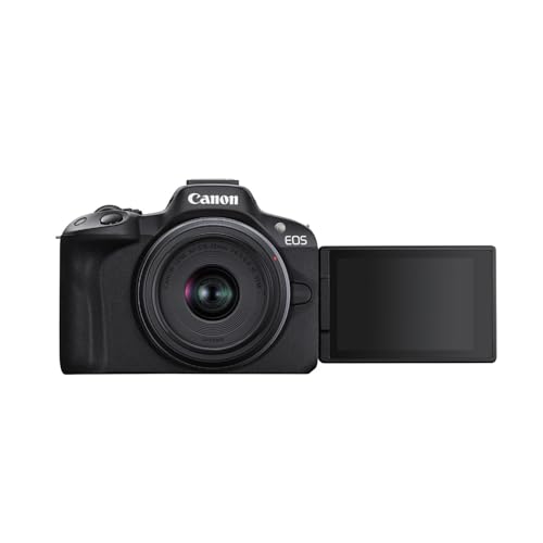 Canon EOS R50 Mirrorless Camera and 18-45mm Lens (Black) Bundle with 128GB SD Card and Camera System Gadget Bag with Accessory and Cleaning Kit (3