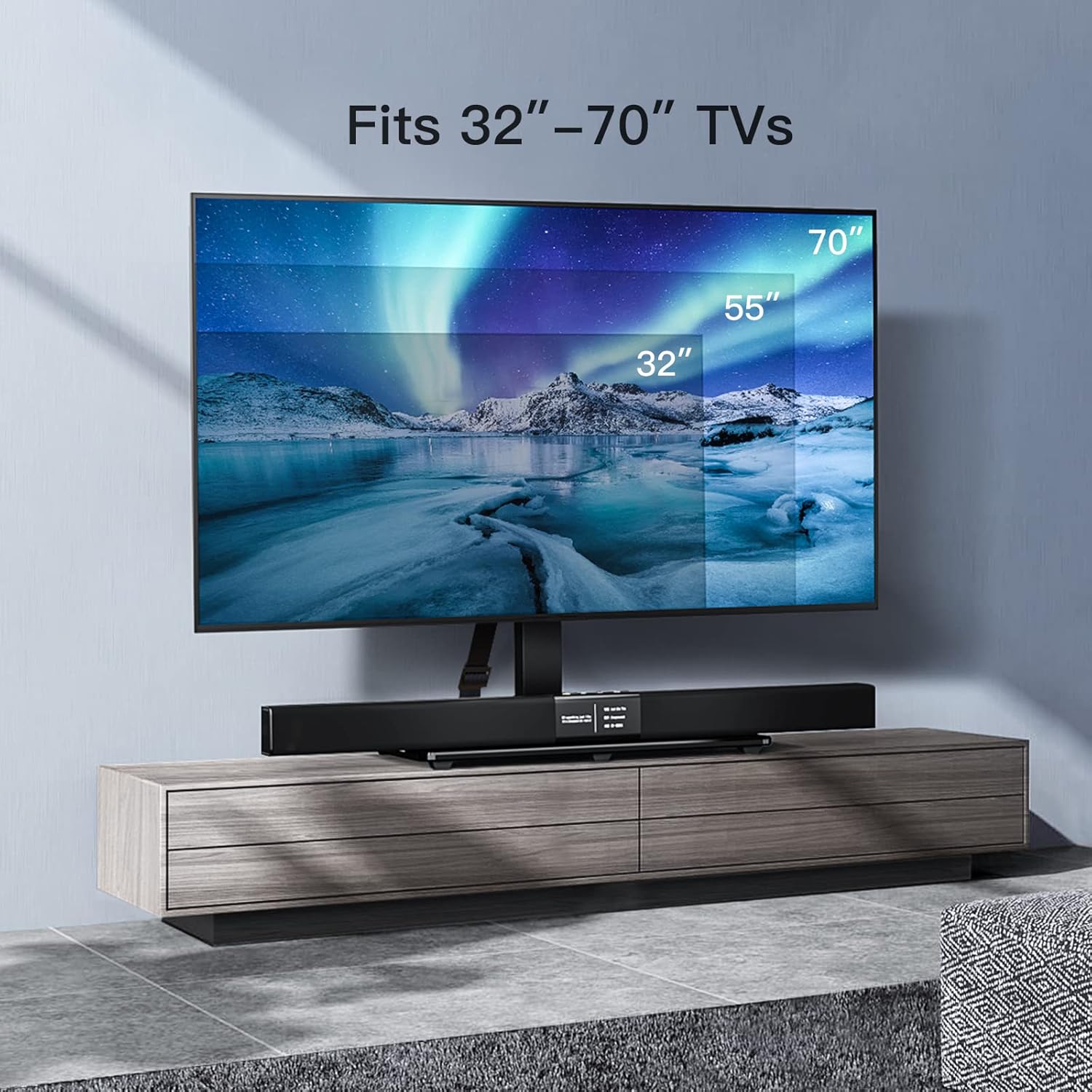 PERLESMITH Swivel TV Stand Universal Table Top TV Base for 32 to 70 inch LCD LED OLED 4K Flat Screen TVs