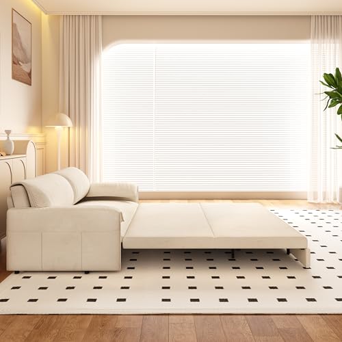 70.1" Futon Sofa Bed Queen Size, Pull Out Bed, 3-in-1 Convertible Sleeper Sofa with 2 Soft Pillows, Modern Velvet Futon Couch for Living Room
