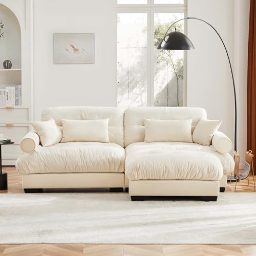 130" Modular Sectional Sofa,Velvet Upholstered Couches for Living Room,3 Seater Green Sofa Couch with Movable Ottoman