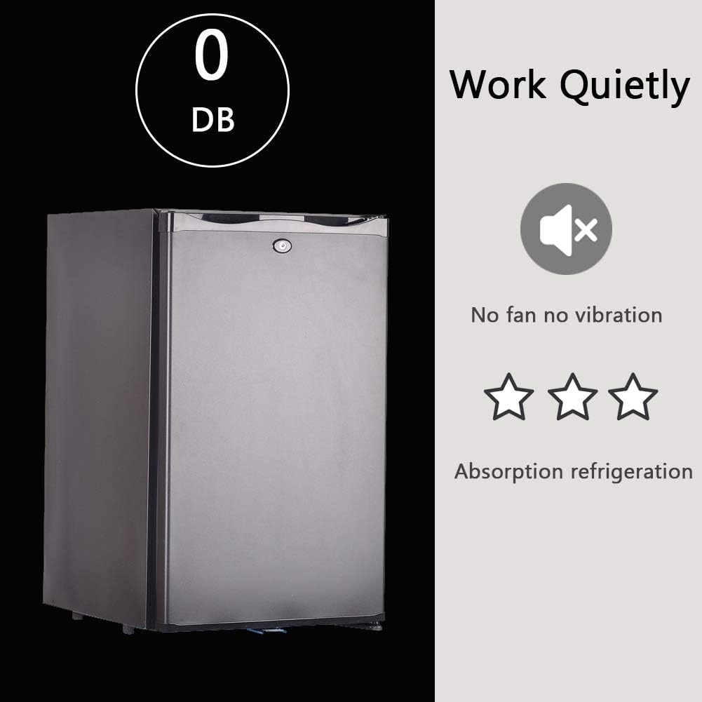 SMETA Mini Fridge No Noise: Absorption Refrigerator 12V/110V Portable for Dorm Office Truck Camper, with Lock, DC AC, 1.0 Cu.Ft, Black