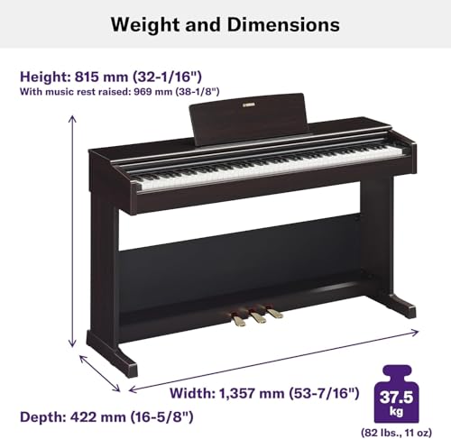 Yamaha Arius, 88-Key Weighted Action Digital Beginner and Intermediate Players, Dynamic Response, Grand Piano Sound, 3-Pedal Unit, Upright Design