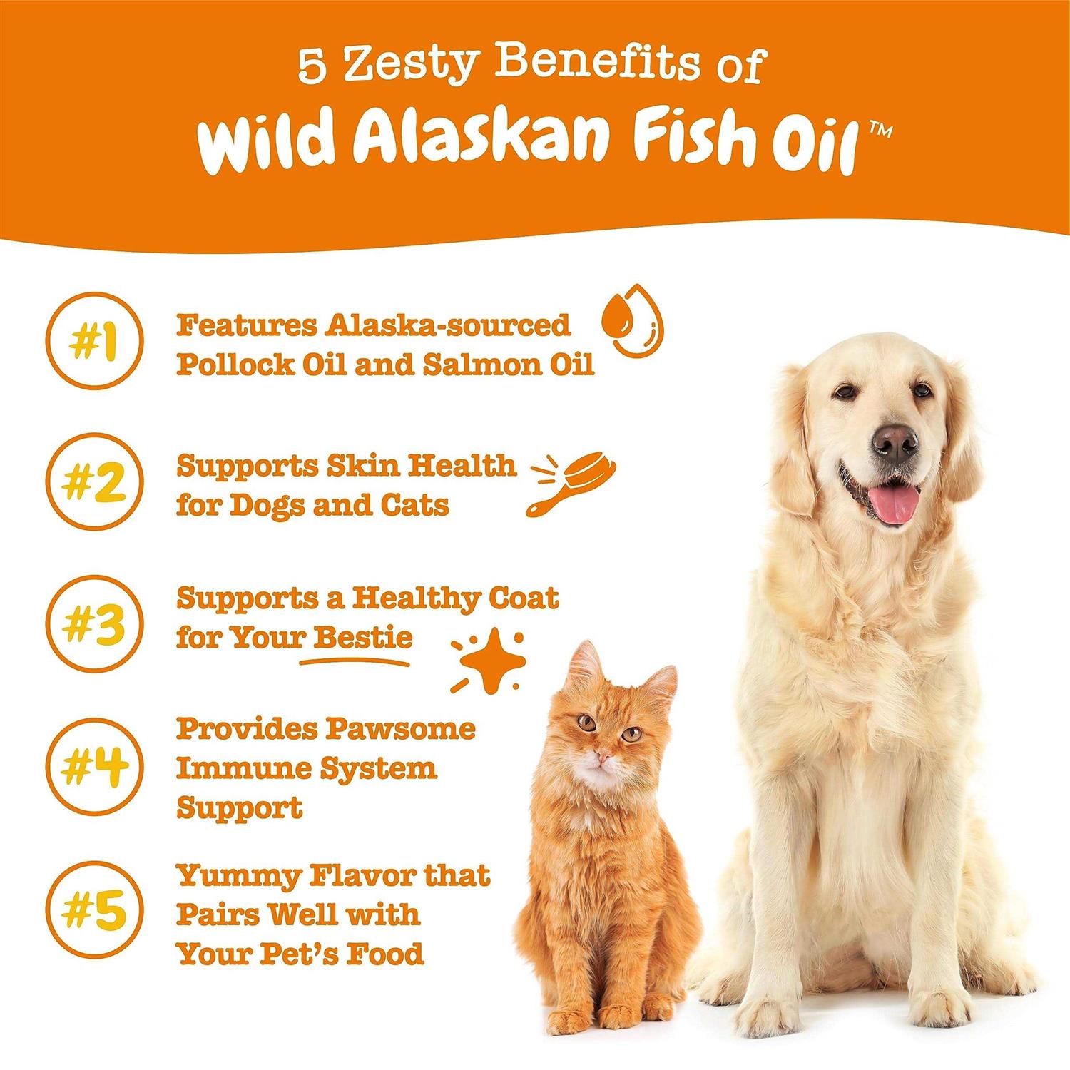 Zesty Paws Wild Alaskan Fish Oil for Dogs &amp; Cats Pollock &amp; Salmon Oil Blend - Pet Supplies online store